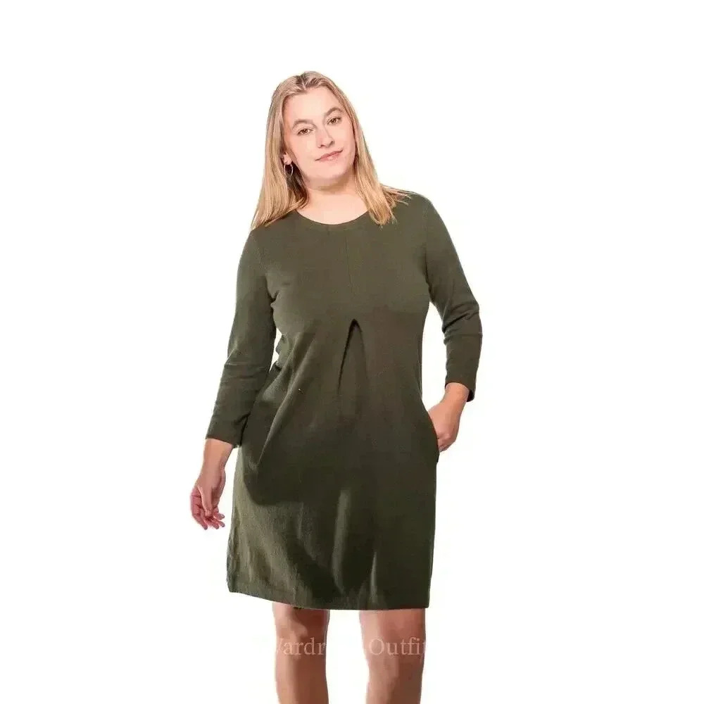 Tyler Boe Cashmere Olive Green Sweater Dress - S
